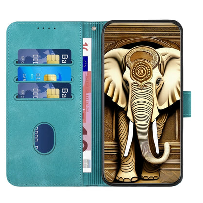 For Motorola Moto G Power 5G 2024 YX0060 Elephant Head Embossed Phone Leather Case with Lanyard(Light Blue) - Motorola Cases by buy2fix | Online Shopping UK | buy2fix