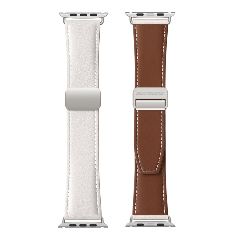 For Apple Watch SE 2023 40mm DUX DUCIS YA Series Magnetic Buckle Genuine Leather Watch Band(White) - Watch Bands by DUX DUCIS | Online Shopping UK | buy2fix