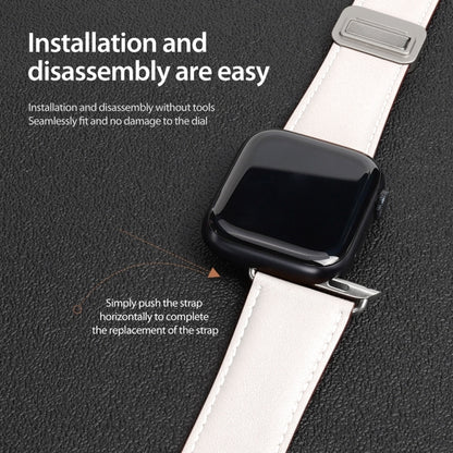 For Apple Watch Series 9 45mm DUX DUCIS YA Series Magnetic Buckle Genuine Leather Watch Band(White) - Watch Bands by DUX DUCIS | Online Shopping UK | buy2fix