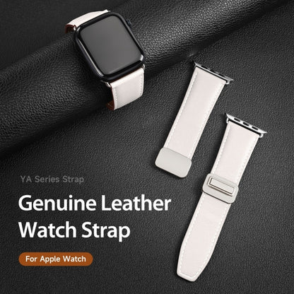 For Apple Watch Series 8 45mm DUX DUCIS YA Series Magnetic Buckle Genuine Leather Watch Band(White) - Watch Bands by DUX DUCIS | Online Shopping UK | buy2fix