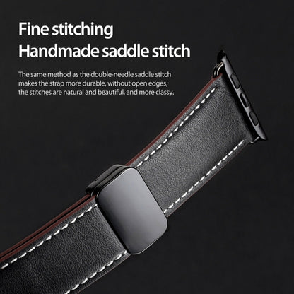 For Apple Watch SE 2022 40mm DUX DUCIS YA Series Magnetic Buckle Genuine Leather Watch Band(Black) - Watch Bands by DUX DUCIS | Online Shopping UK | buy2fix