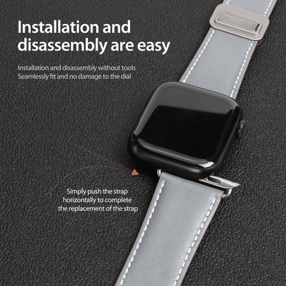 For Apple Watch Series 7 45mm DUX DUCIS YA Series Magnetic Buckle Genuine Leather Watch Band(Grey) - Watch Bands by DUX DUCIS | Online Shopping UK | buy2fix