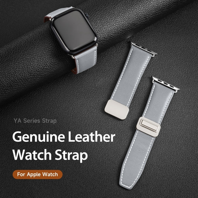 For Apple Watch Series 6 44mm DUX DUCIS YA Series Magnetic Buckle Genuine Leather Watch Band(Grey) - Watch Bands by DUX DUCIS | Online Shopping UK | buy2fix