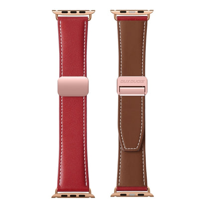 For Apple Watch Series 3 42mm DUX DUCIS YA Series Magnetic Buckle Genuine Leather Watch Band(Red) - Watch Bands by DUX DUCIS | Online Shopping UK | buy2fix