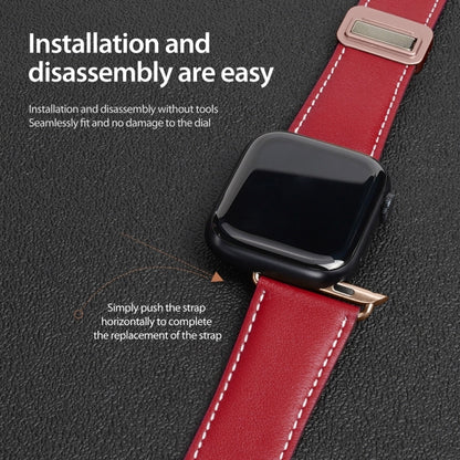 For Apple Watch Series 2 42mm DUX DUCIS YA Series Magnetic Buckle Genuine Leather Watch Band(Red) - Watch Bands by DUX DUCIS | Online Shopping UK | buy2fix