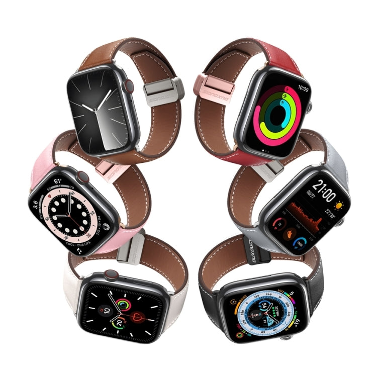 For Apple Watch Series 2 42mm DUX DUCIS YA Series Magnetic Buckle Genuine Leather Watch Band(Pink) - Watch Bands by DUX DUCIS | Online Shopping UK | buy2fix