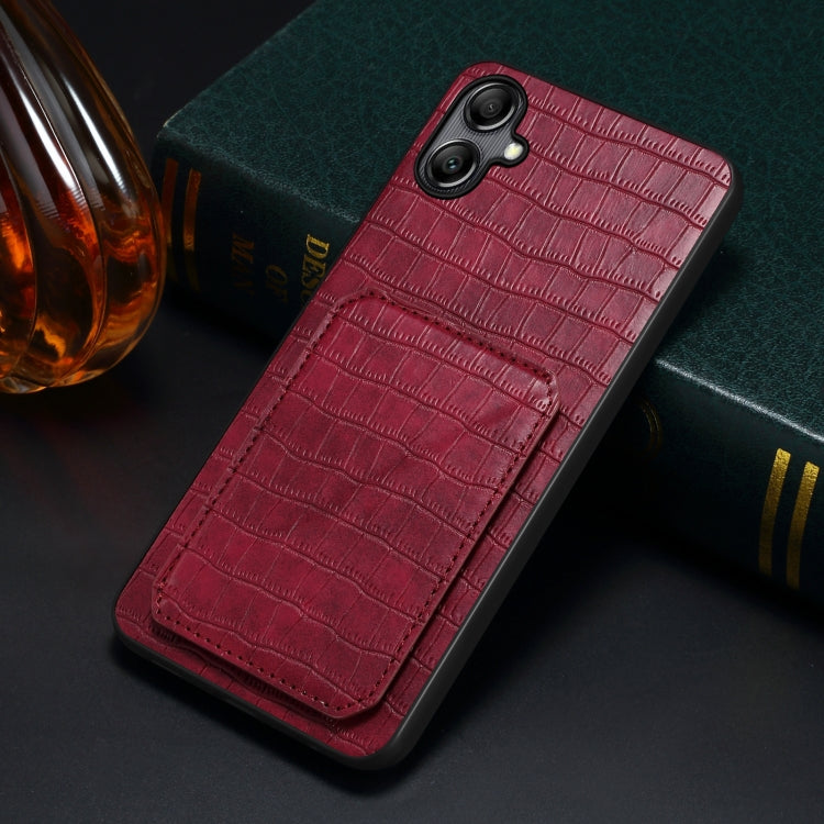 For Samsung Galaxy A14 4G/5G Denior Imitation Crocodile Leather Back Phone Case with Holder(Rose Red) - Galaxy Phone Cases by Denior | Online Shopping UK | buy2fix