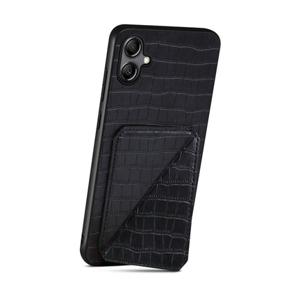 For Samsung Galaxy A22 5G Denior Imitation Crocodile Leather Back Phone Case with Holder(Black) - Galaxy Phone Cases by Denior | Online Shopping UK | buy2fix