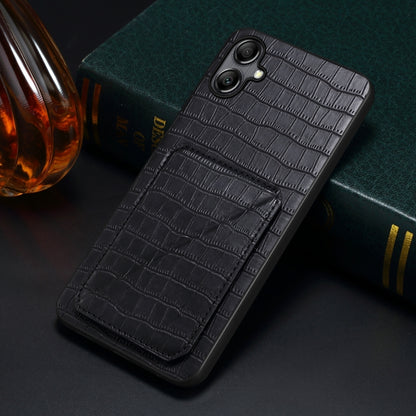 For Samsung Galaxy A22 5G Denior Imitation Crocodile Leather Back Phone Case with Holder(Black) - Galaxy Phone Cases by Denior | Online Shopping UK | buy2fix