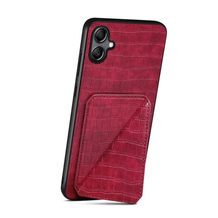 For Samsung Galaxy A70 Denior Imitation Crocodile Leather Back Phone Case with Holder(Rose Red) - Galaxy Phone Cases by Denior | Online Shopping UK | buy2fix