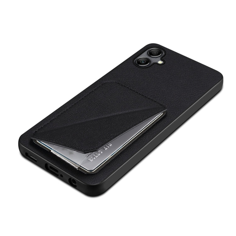 For Samsung Galaxy A05G Denior Imitation Calf Leather Back Phone Case with Holder(Black) - Galaxy Phone Cases by Denior | Online Shopping UK | buy2fix