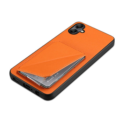 For Samsung Galaxy A13 5G Denior Imitation Calf Leather Back Phone Case with Holder(Orange) - Galaxy Phone Cases by Denior | Online Shopping UK | buy2fix