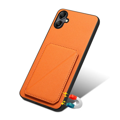 For Samsung Galaxy A20s Denior Imitation Calf Leather Back Phone Case with Holder(Orange) - Galaxy Phone Cases by Denior | Online Shopping UK | buy2fix