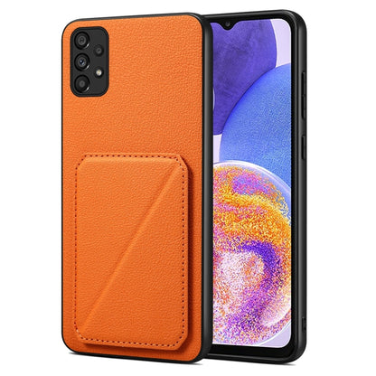 For Samsung Galaxy A23 5G / 4G Denior Imitation Calf Leather Back Phone Case with Holder(Orange) - Galaxy Phone Cases by Denior | Online Shopping UK | buy2fix