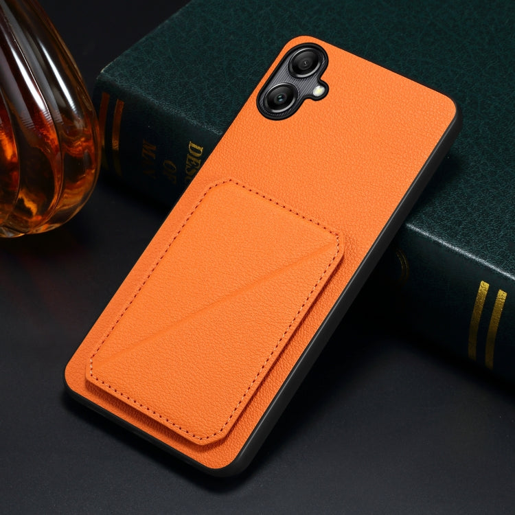 For Samsung Galaxy A34 5G Denior Imitation Calf Leather Back Phone Case with Holder(Orange) - Galaxy Phone Cases by Denior | Online Shopping UK | buy2fix