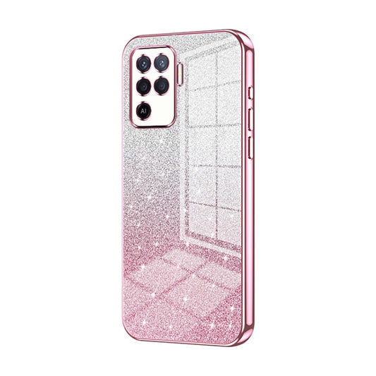 For OPPO A94 4G Gradient Glitter Powder Electroplated Phone Case(Pink) - OPPO Cases by buy2fix | Online Shopping UK | buy2fix