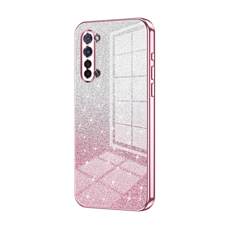 For OPPO Reno3 5G / Find X2 Lite Gradient Glitter Powder Electroplated Phone Case(Pink) - OPPO Cases by buy2fix | Online Shopping UK | buy2fix