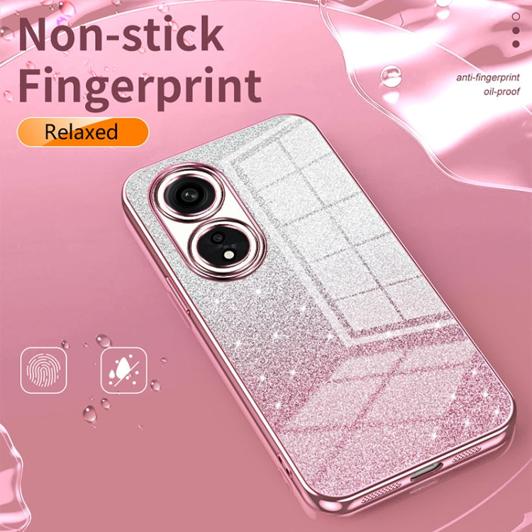 For OPPO Reno4 Gradient Glitter Powder Electroplated Phone Case(Gold) - OPPO Cases by buy2fix | Online Shopping UK | buy2fix