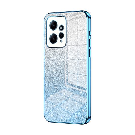 For Xiaomi Redmi Note 12 4G Gradient Glitter Powder Electroplated Phone Case(Blue) - Xiaomi Cases by buy2fix | Online Shopping UK | buy2fix