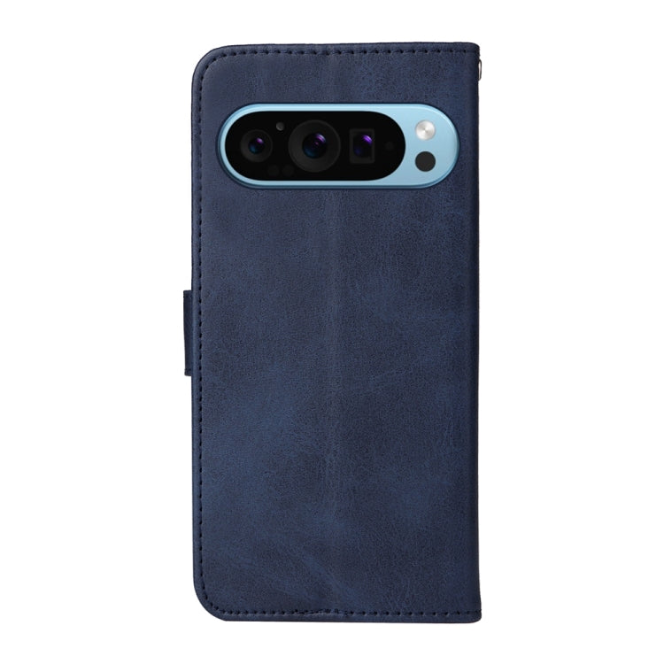 For Google Pixel 9 Classic Calf Texture Flip Leather Phone Case(Blue) - Google Cases by buy2fix | Online Shopping UK | buy2fix