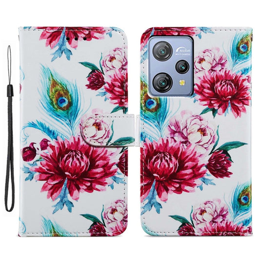 For Blackview A53 Pro Painted Pattern Horizontal Flip Leather Phone Case(Peacock Flower) - More Brand by buy2fix | Online Shopping UK | buy2fix