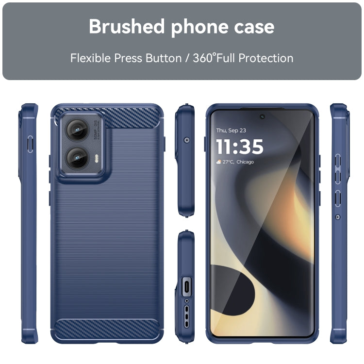 For Motorola Edge 2024 Brushed Texture Carbon Fiber TPU Phone Case(Blue) - Motorola Cases by buy2fix | Online Shopping UK | buy2fix