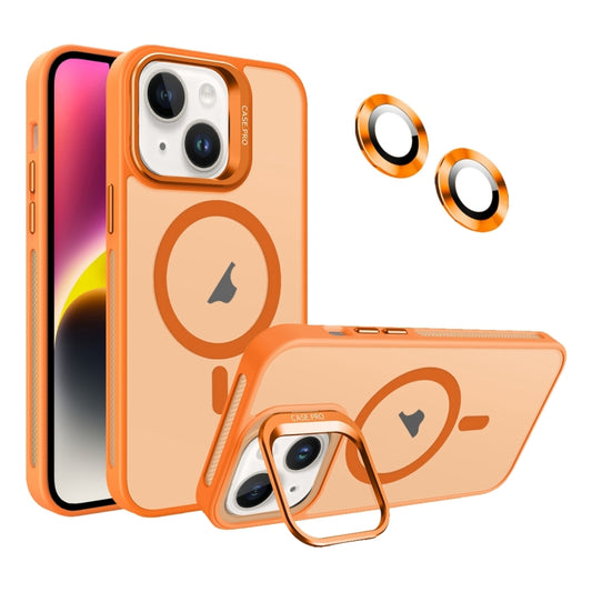 For iPhone 14 Invisible Lens Holder MagSafe Phone Case(Orange) - iPhone 14 Cases by buy2fix | Online Shopping UK | buy2fix