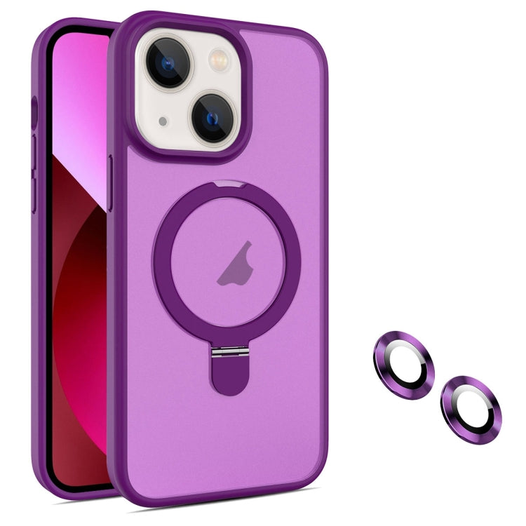 For iPhone 13 MagSafe Magnetic Holder Phone Case(Dark Purple) - iPhone 13 Cases by buy2fix | Online Shopping UK | buy2fix