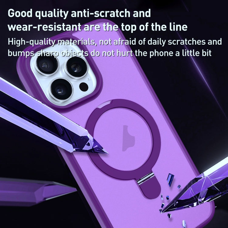 For iPhone 15 Pro MagSafe Magnetic Holder Phone Case(Dark Purple) - iPhone 15 Pro Cases by buy2fix | Online Shopping UK | buy2fix