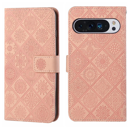 For Google Pixel 9 Pro XL Ethnic Style Embossed Pattern Leather Phone Case(Pink) - Google Cases by buy2fix | Online Shopping UK | buy2fix