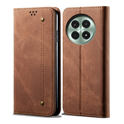 For OnePlus 13 Denim Texture Casual Style Horizontal Flip Leather Case(Brown) - OnePlus Cases by buy2fix | Online Shopping UK | buy2fix