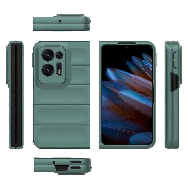 For OPPO Find N2 Magic Shield Fold PC Shockproof Phone Case(Dark Green) - OPPO Cases by buy2fix | Online Shopping UK | buy2fix