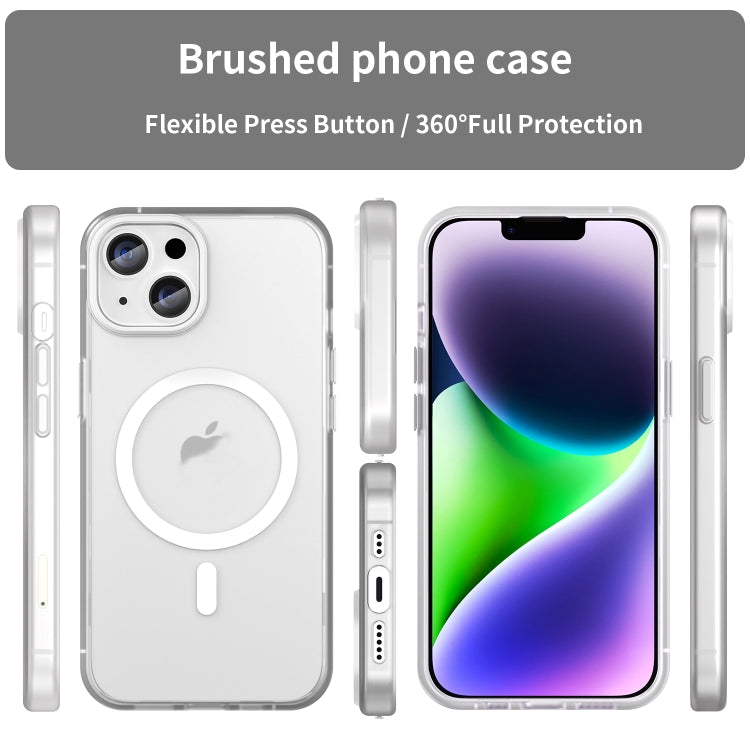 For iPhone 14 Plus MagSafe Frosted Translucent TPU + PC Full Coverage Phone Case(White) - iPhone 14 Plus Cases by buy2fix | Online Shopping UK | buy2fix