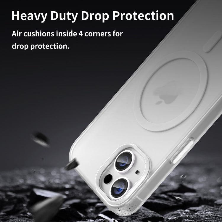 For iPhone 14 Plus MagSafe Frosted Translucent TPU + PC Full Coverage Phone Case(White) - iPhone 14 Plus Cases by buy2fix | Online Shopping UK | buy2fix