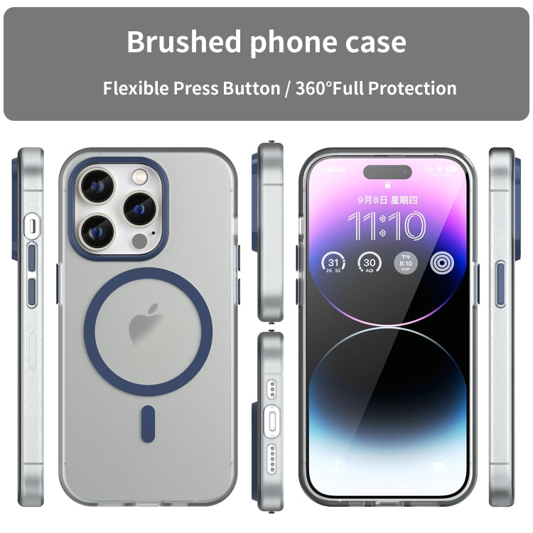 For iPhone 16 Pro MagSafe Frosted Translucent TPU + PC Full Coverage Phone Case(Dark Blue) - iPhone 16 Pro Cases by buy2fix | Online Shopping UK | buy2fix