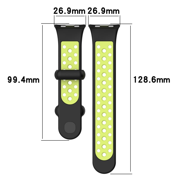 For Redmi Watch 4 Two Color Silicone Sports Watch Band(Black Lime) - Watch Bands by buy2fix | Online Shopping UK | buy2fix