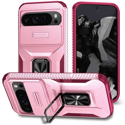 For Google Pixel 9 Pro XL Sliding Camshield Holder Phone Case(Pink + Rose Red) - Google Cases by buy2fix | Online Shopping UK | buy2fix