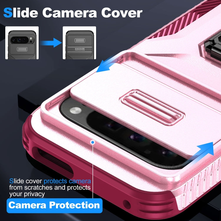 For Google Pixel 9 Pro XL Sliding Camshield Holder Phone Case(Pink + Rose Red) - Google Cases by buy2fix | Online Shopping UK | buy2fix