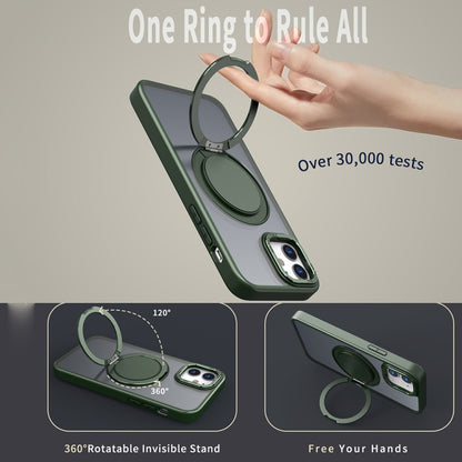 For iPhone 12 360-degree Rotating MagSafe Magnetic Holder Phone Case(Green) - iPhone 12 / 12 Pro Cases by buy2fix | Online Shopping UK | buy2fix