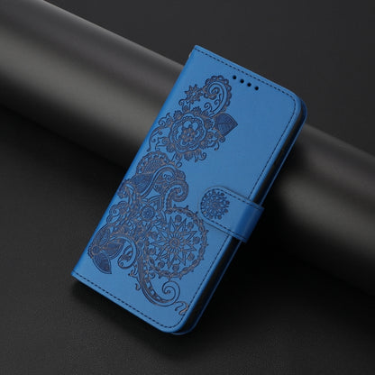 For Google Pixel 9 Pro Datura Flower Embossed Flip Leather Phone Case(Blue) - Google Cases by buy2fix | Online Shopping UK | buy2fix