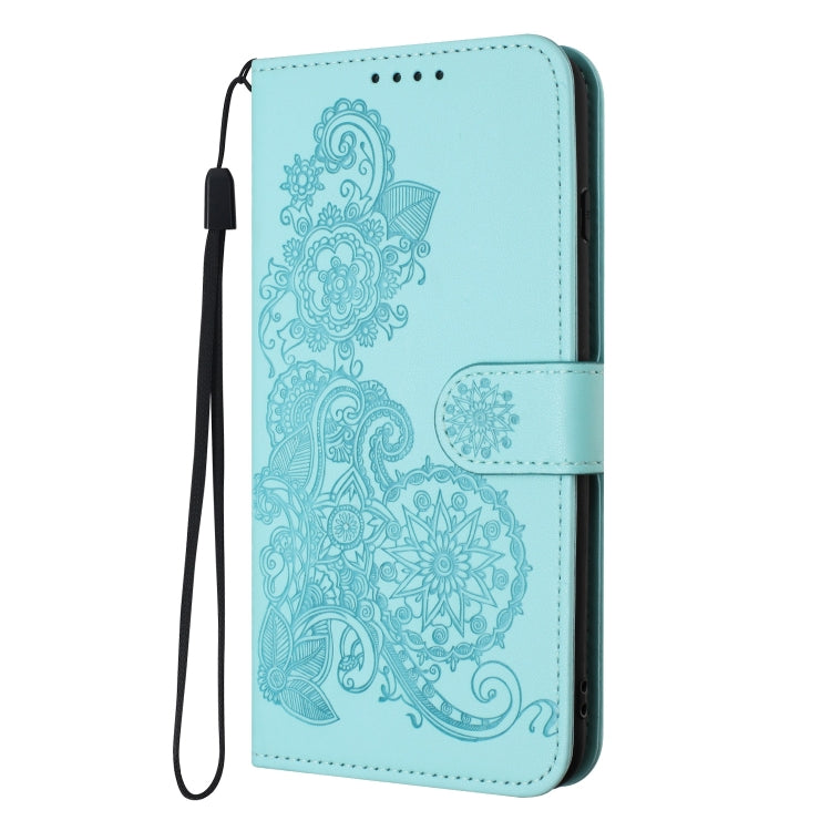 For Google Pixel 9 Datura Flower Embossed Flip Leather Phone Case(Light blue) - Google Cases by buy2fix | Online Shopping UK | buy2fix