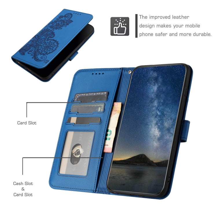 For Xiaomi Redmi K70 Datura Flower Embossed Flip Leather Phone Case(Blue) - K70 Cases by buy2fix | Online Shopping UK | buy2fix