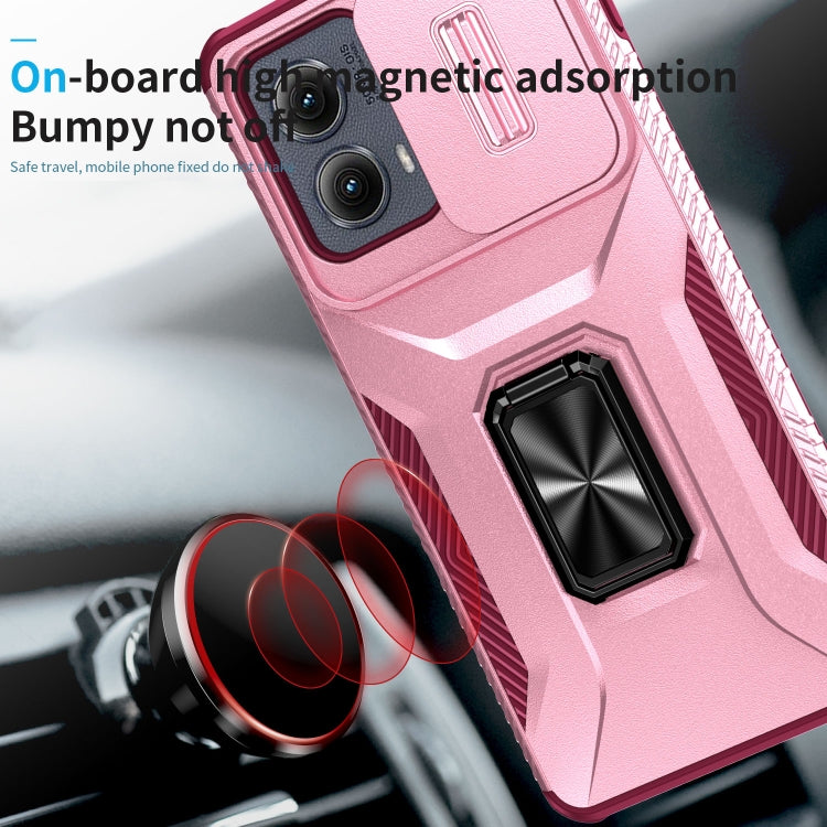 For Motorola Edge 5G 2024 Sliding Camshield Holder Phone Case(Pink + Rose Red) - Motorola Cases by buy2fix | Online Shopping UK | buy2fix