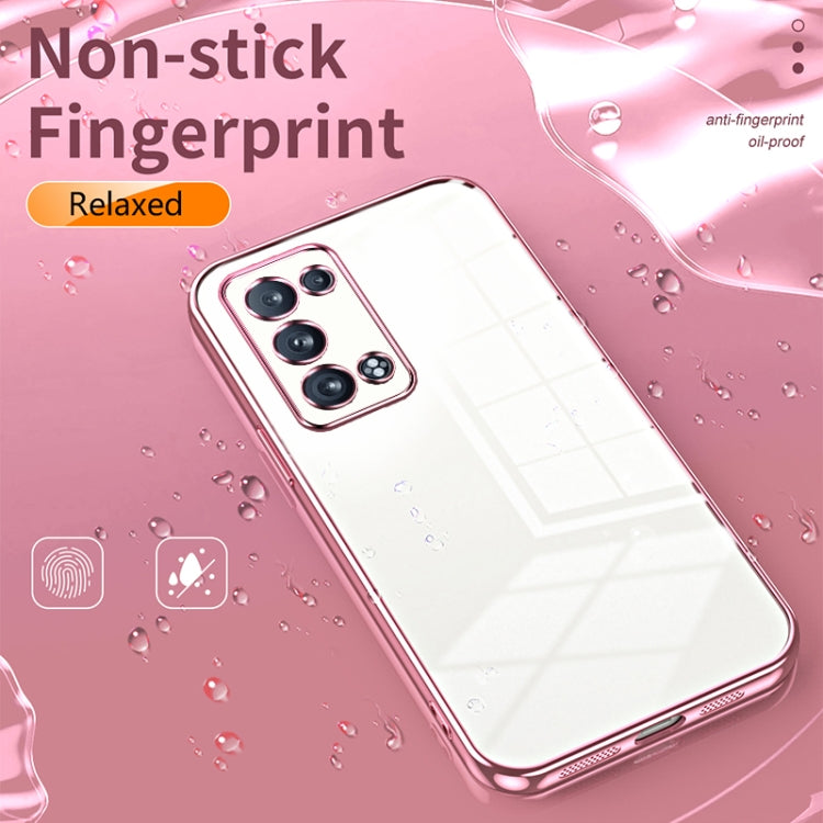 For OPPO Reno6 Pro+ Transparent Plating Fine Hole Phone Case(Pink) - OPPO Cases by buy2fix | Online Shopping UK | buy2fix