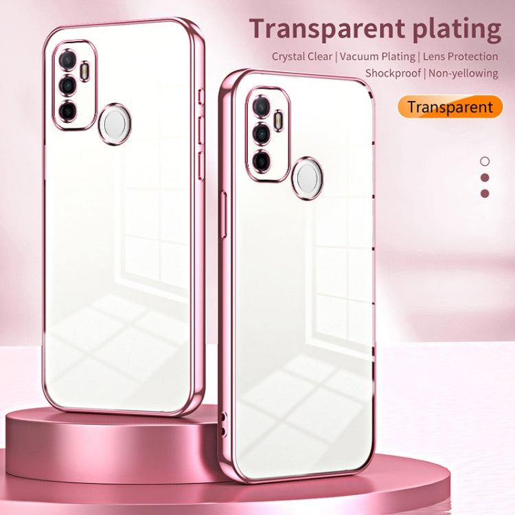 For OPPO A53 2020 / A32 / A11s  Transparent Plating Fine Hole Phone Case(Purple) - OPPO Cases by buy2fix | Online Shopping UK | buy2fix