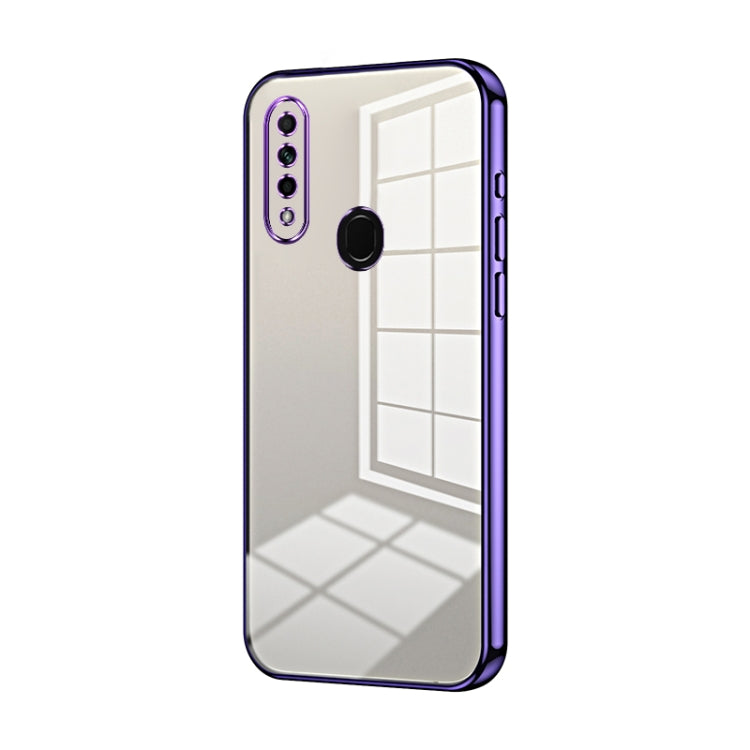 For OPPO A8 / A31 2020 Transparent Plating Fine Hole Phone Case(Purple) - OPPO Cases by buy2fix | Online Shopping UK | buy2fix