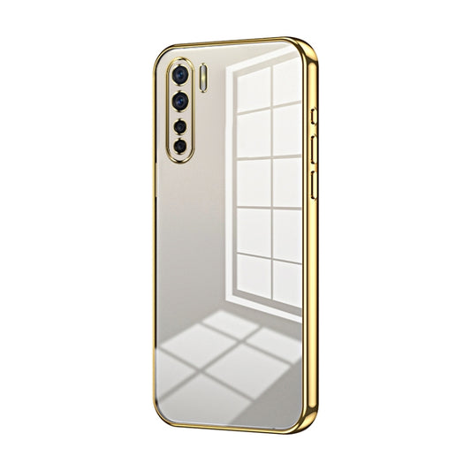 For OPPO A91 Transparent Plating Fine Hole Phone Case(Gold) - OPPO Cases by buy2fix | Online Shopping UK | buy2fix