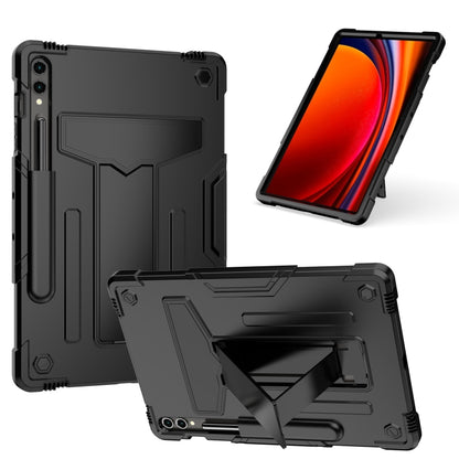 For Samsung Galaxy Tab S9 FE+ / S9+ T Holder Robot Silicone Hybrid PC Tablet Case(Black) - Galaxy Tab S9+ Cases by buy2fix | Online Shopping UK | buy2fix