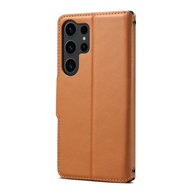 For Samsung Galaxy S23 Ultra 5G Denior Cowhide Texture Wallet Style Leather Phone Case(Khaki) - Galaxy S23 Ultra 5G Cases by Denior | Online Shopping UK | buy2fix