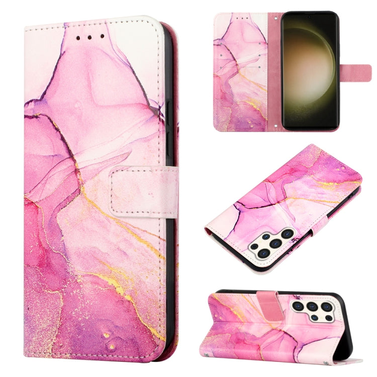 For Samsung Galaxy S24 Ultra 5G PT003 Marble Pattern Flip Leather Phone Case(Pink Purple Gold) - Galaxy S24 Ultra 5G Cases by buy2fix | Online Shopping UK | buy2fix